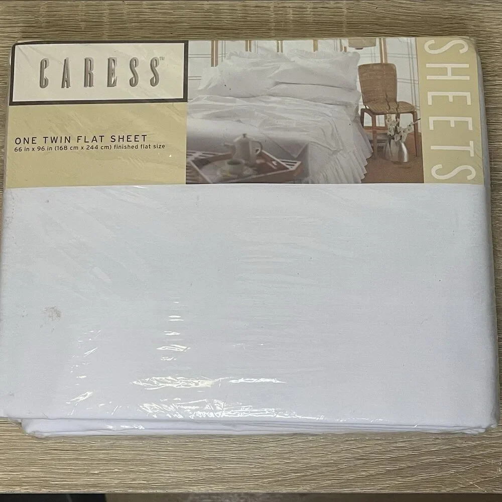 Vintage Caress Twin Flat Sheet NoIron Solid White 50% Cotton 50% Polyester 66x96